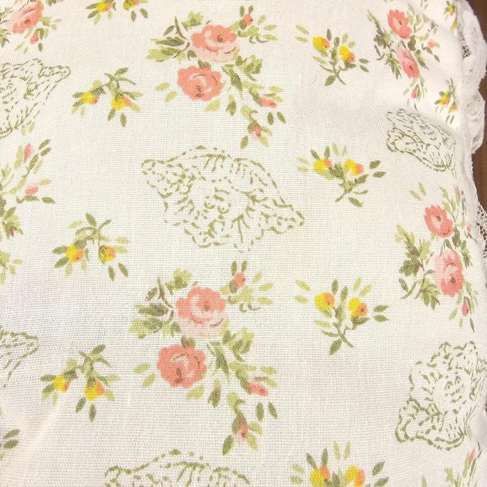 1980s Cabbage Patch Kids Lace Trim Floral Mushroom Pillow Yarn Hair 1980s 20in